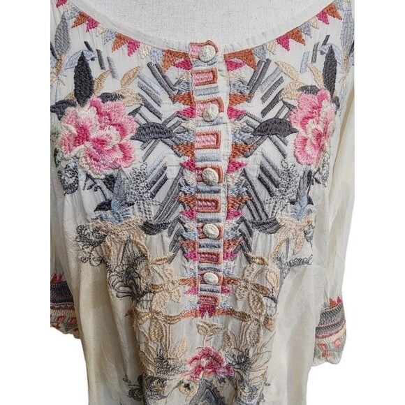 Johnny Was Size Large Long Sleeve Embroidered Lightweight Boho - Picture 2 of 8